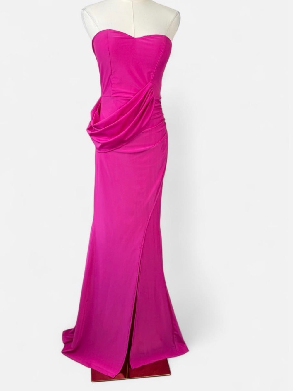 Strapless Fuchsia Evening Gown